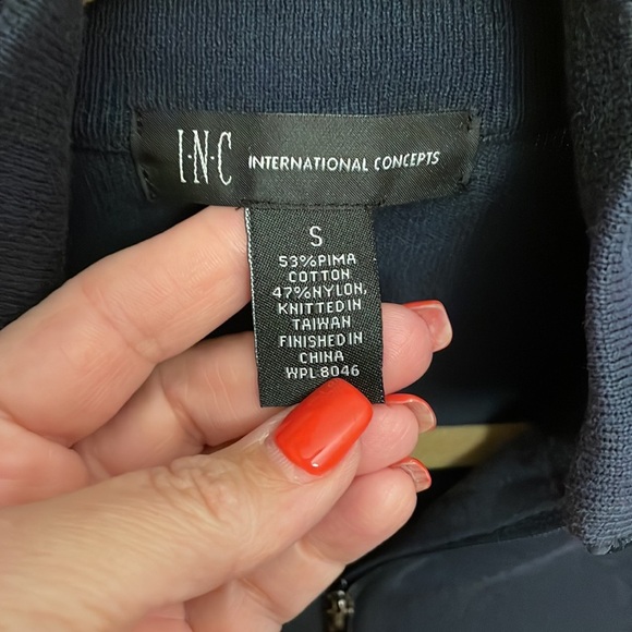 INC men’s Pima cotton blend zip up knit lightweight sweater mock turtleneck SM - Picture 2 of 12